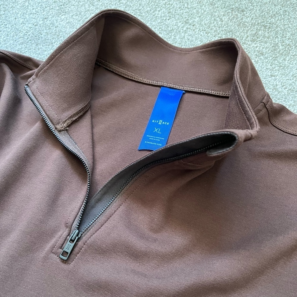 Mens Kit and Ace Friday 1/4 Zip Sweater Like NEW Chocolate Brown XL Quarter Zip